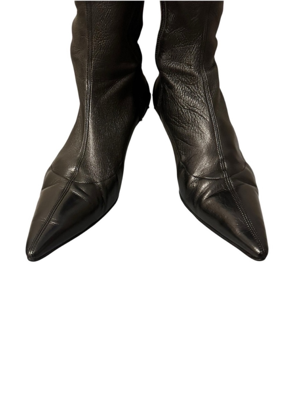 Vintage GUCCI TOM FORD FW 2003 Runway Black Leather Studded OTK Kitten Heel Boot - Picture 7 of 15